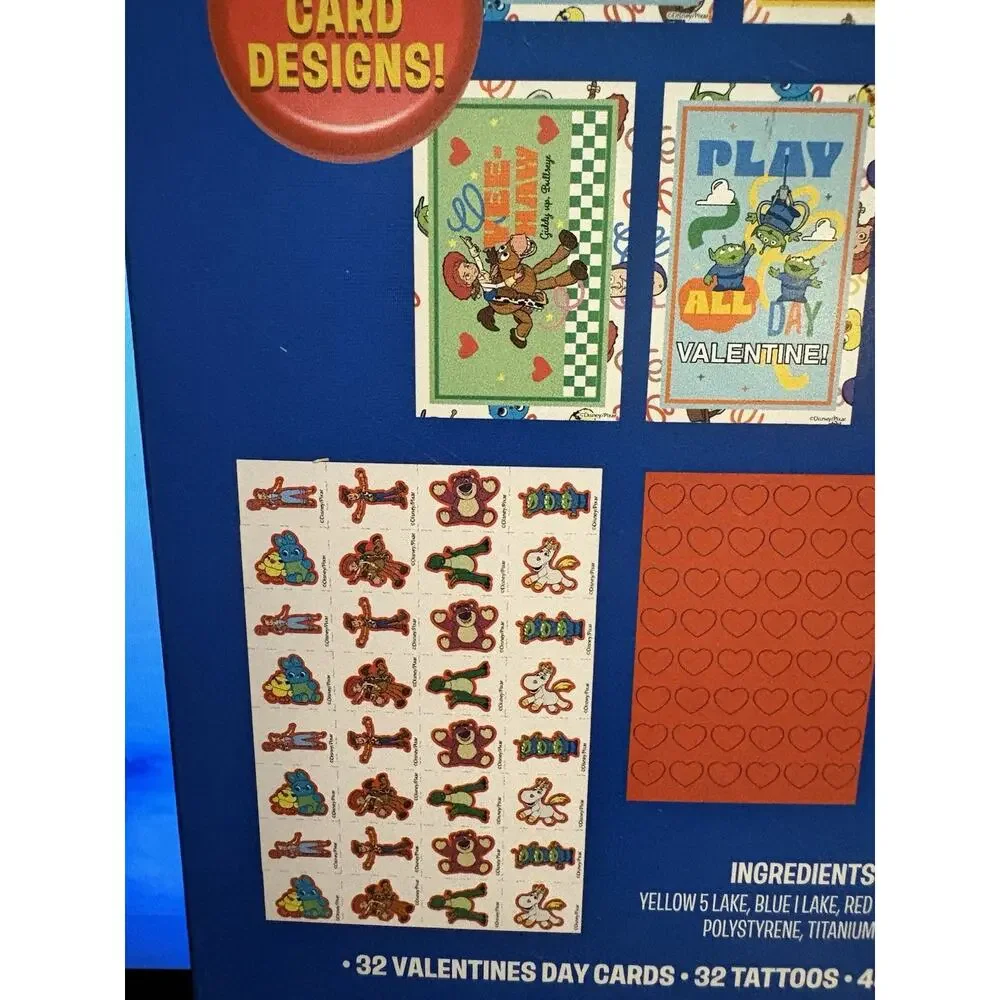 Disney Toy Story 32 Valentines w/Tattoos NEW Home School Teacher 3 Boxes
